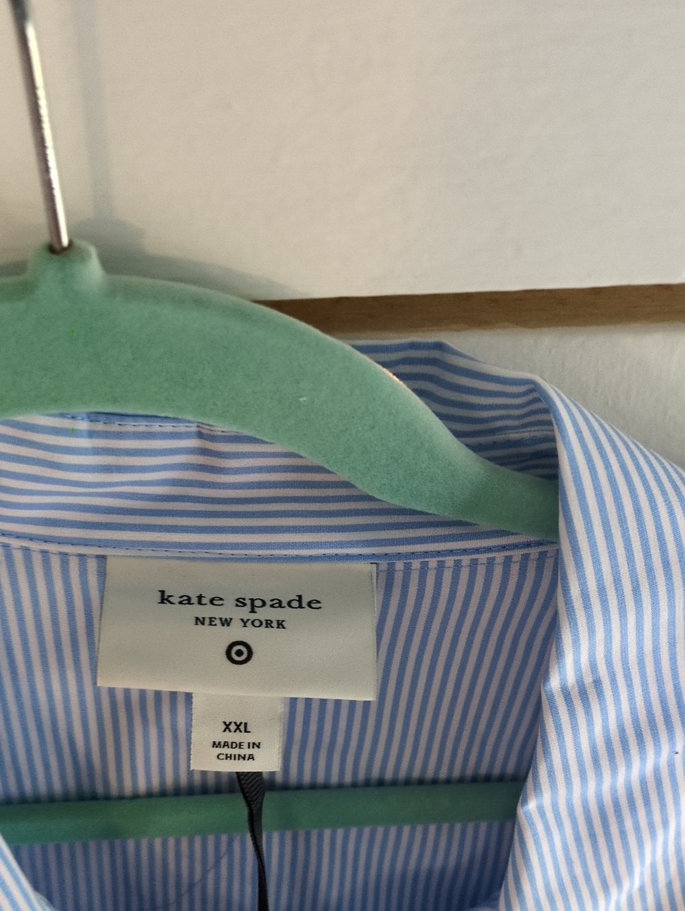 Kate Spade Light Blue and White Striped Short Sleeve Shirt Dress - Picture 2 of 4